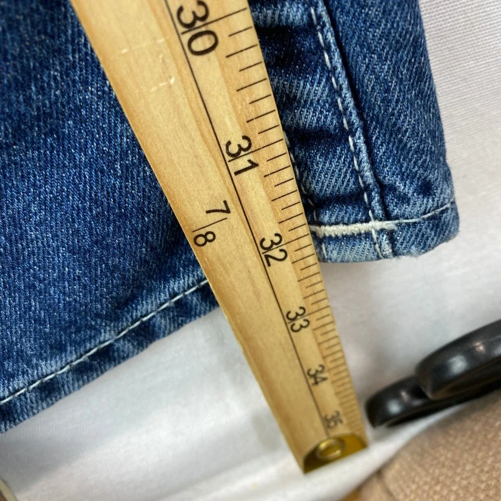 True Religion Straight W Flap Basic Mens 36 Blue Denim Jeans Contrast Stitching